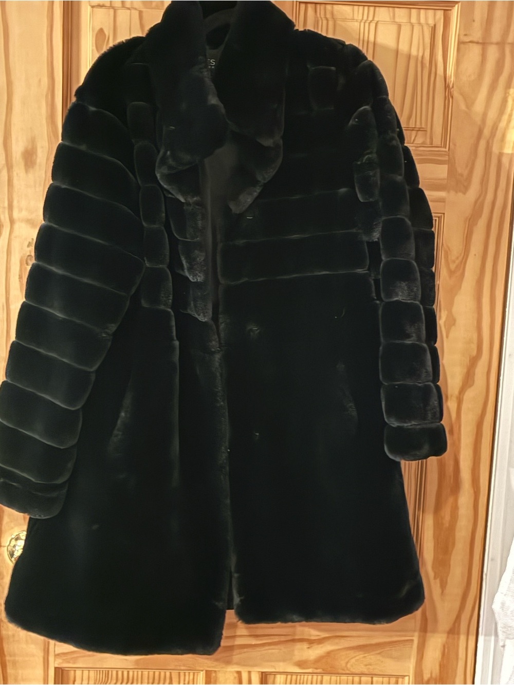 Jones New York Black Faux Fur Long Coat